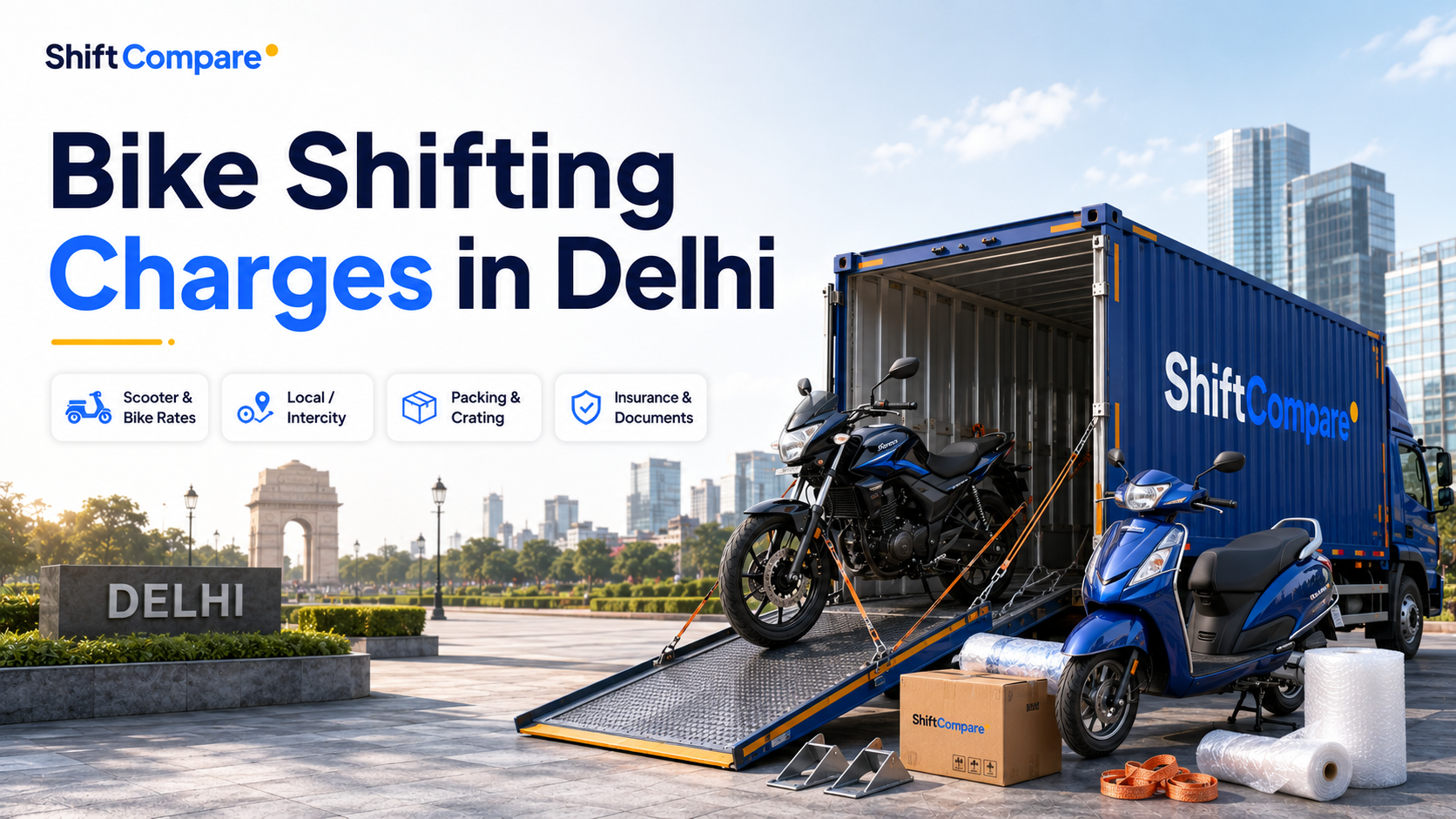 Bike transport charges from Delhi to other cities by route, packing and pickup mode